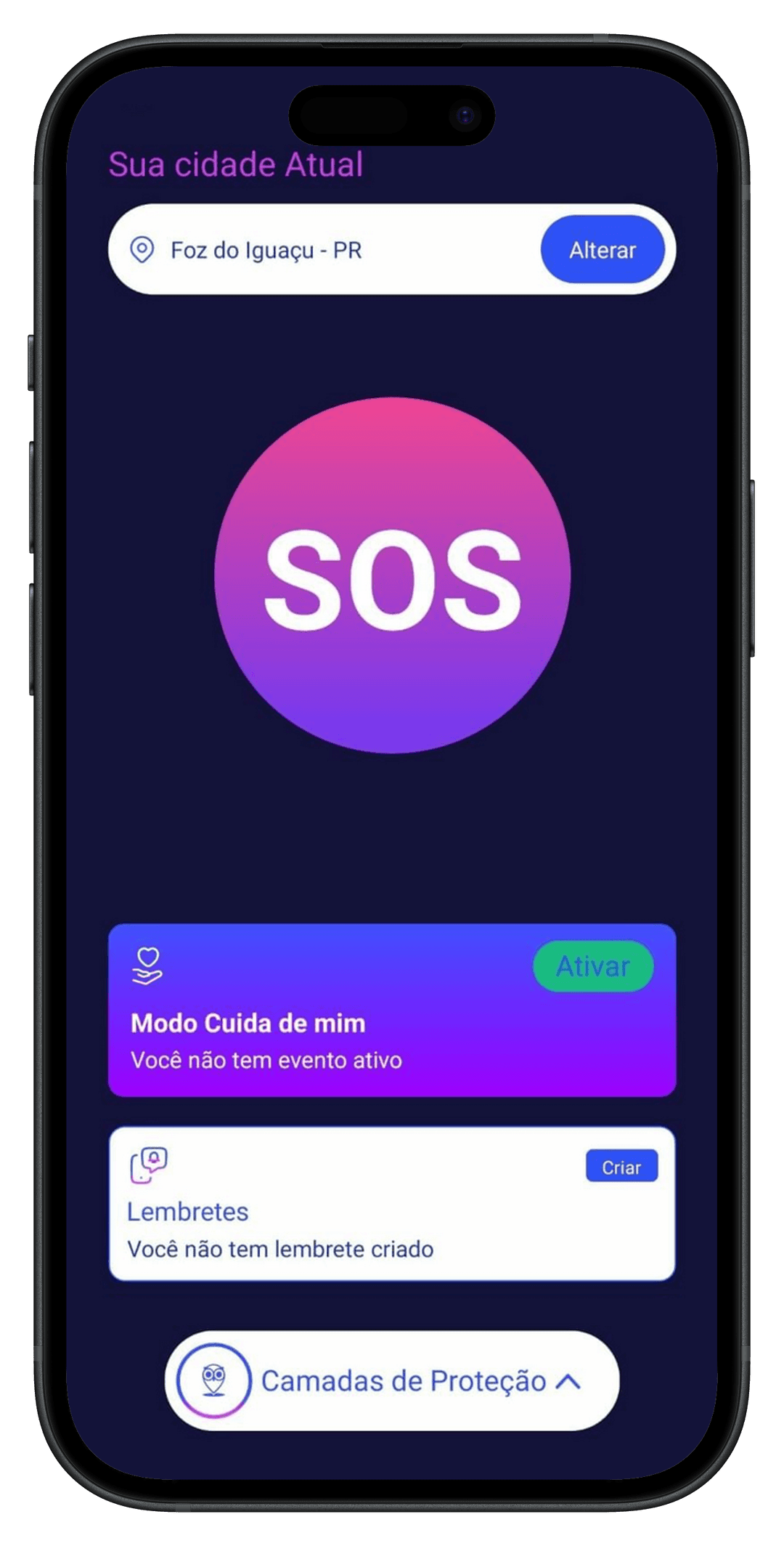 celular com imagem do aplicativo Cuida de Mim